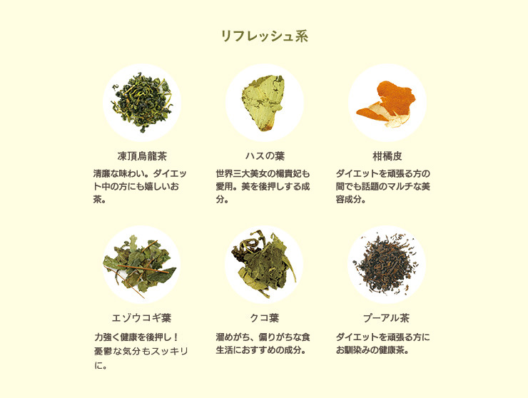 凍頂烏龍茶 ハスの葉 柑橘皮 エゾウコギ葉 クコ葉 プーアル茶