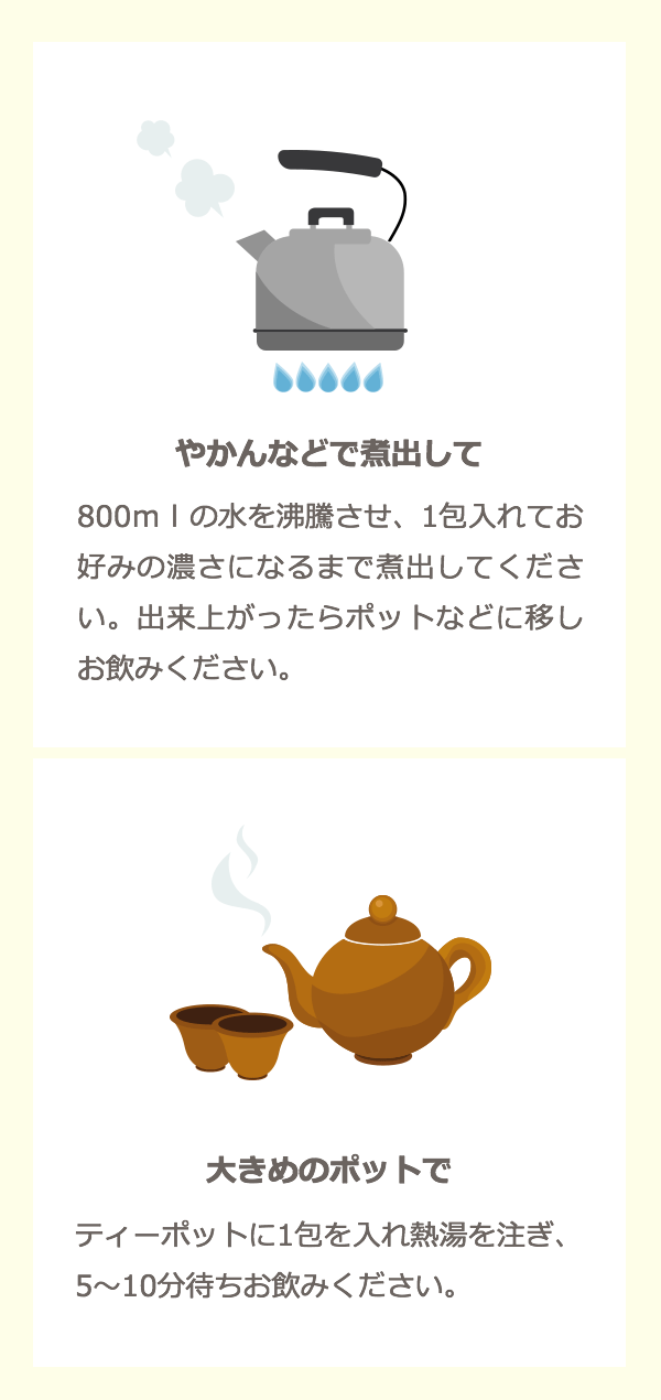 やかんなどで煮出して 大きめのポットで