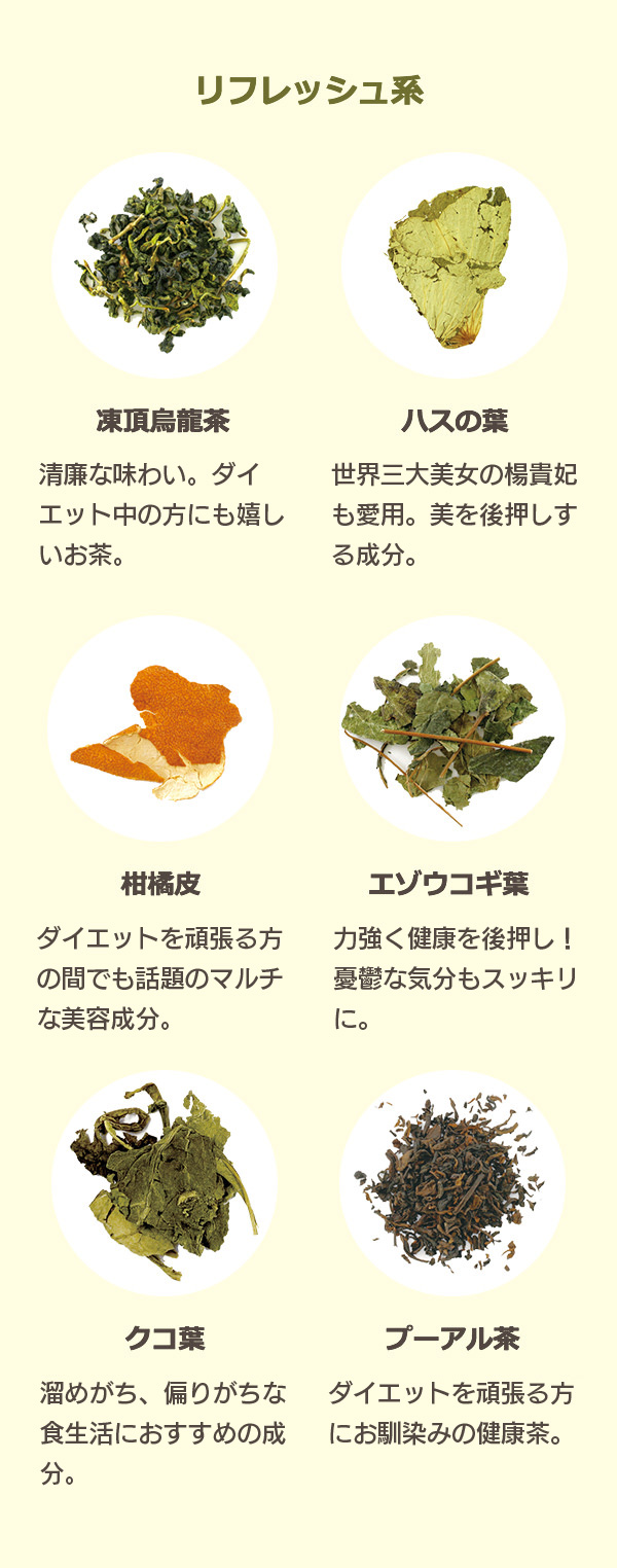 凍頂烏龍茶 ハスの葉 柑橘皮 エゾウコギ葉 クコ葉 プーアル茶