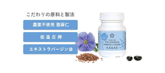 原料と製法にこだわっています(農薬不使用の亜麻仁油、低温圧搾、エキストラバージン油)